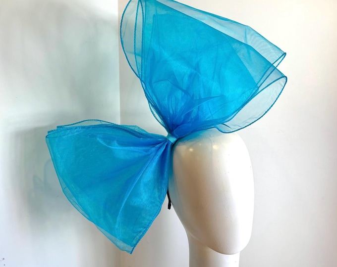 Large Turquoise Bow Fascinator - Derby Headband- Fashion