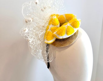 Yellow Fascinator - Lemon headpiece