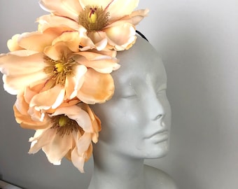 Peach Fascinator- Derby- Magnolia headband