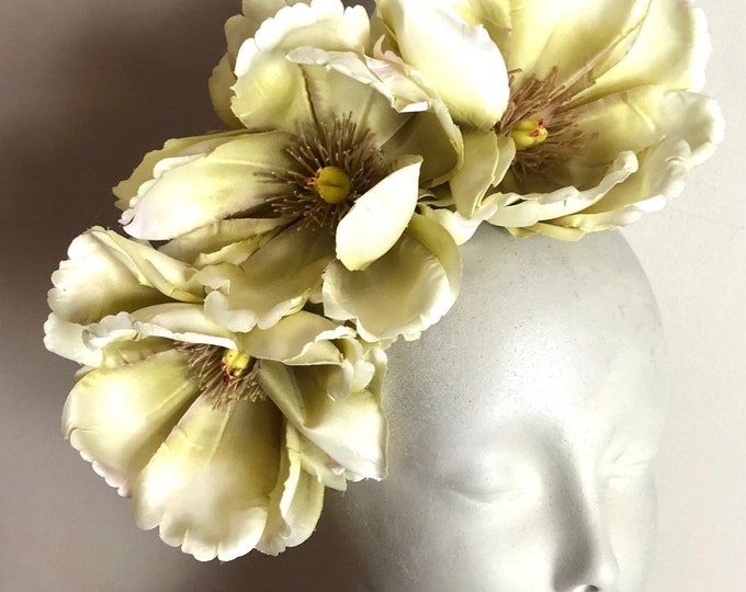 green Fascinator for Derby- Flower headpiece