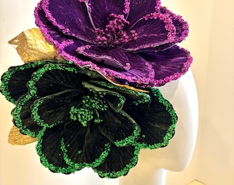 Mardi Gras Fascinator- Purple green gold headband -Velvet Magnolia