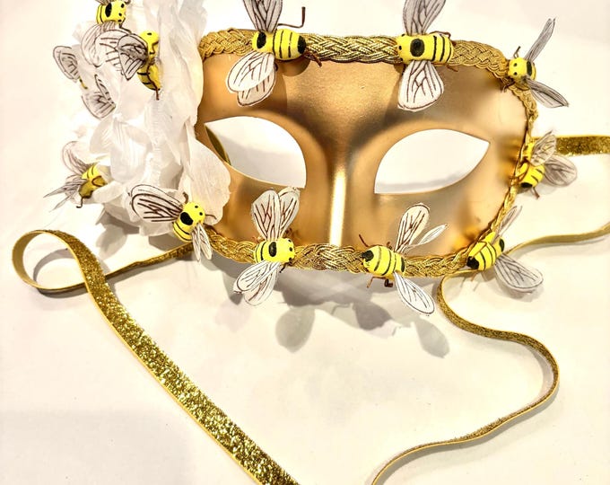 Bee Masquerade Mask-Gold Mask-  Bee costume -Halloween-NYE