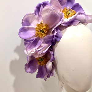 Purple flower Fascinator- Magnolia Derby flower headpiece- Tea party- Easter