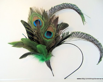 Peacock Fascinator- 1920s- Feather Headband