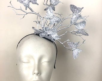 Silver butterfly Fascinator- derby