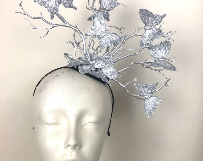 Silver butterfly Fascinator- derby