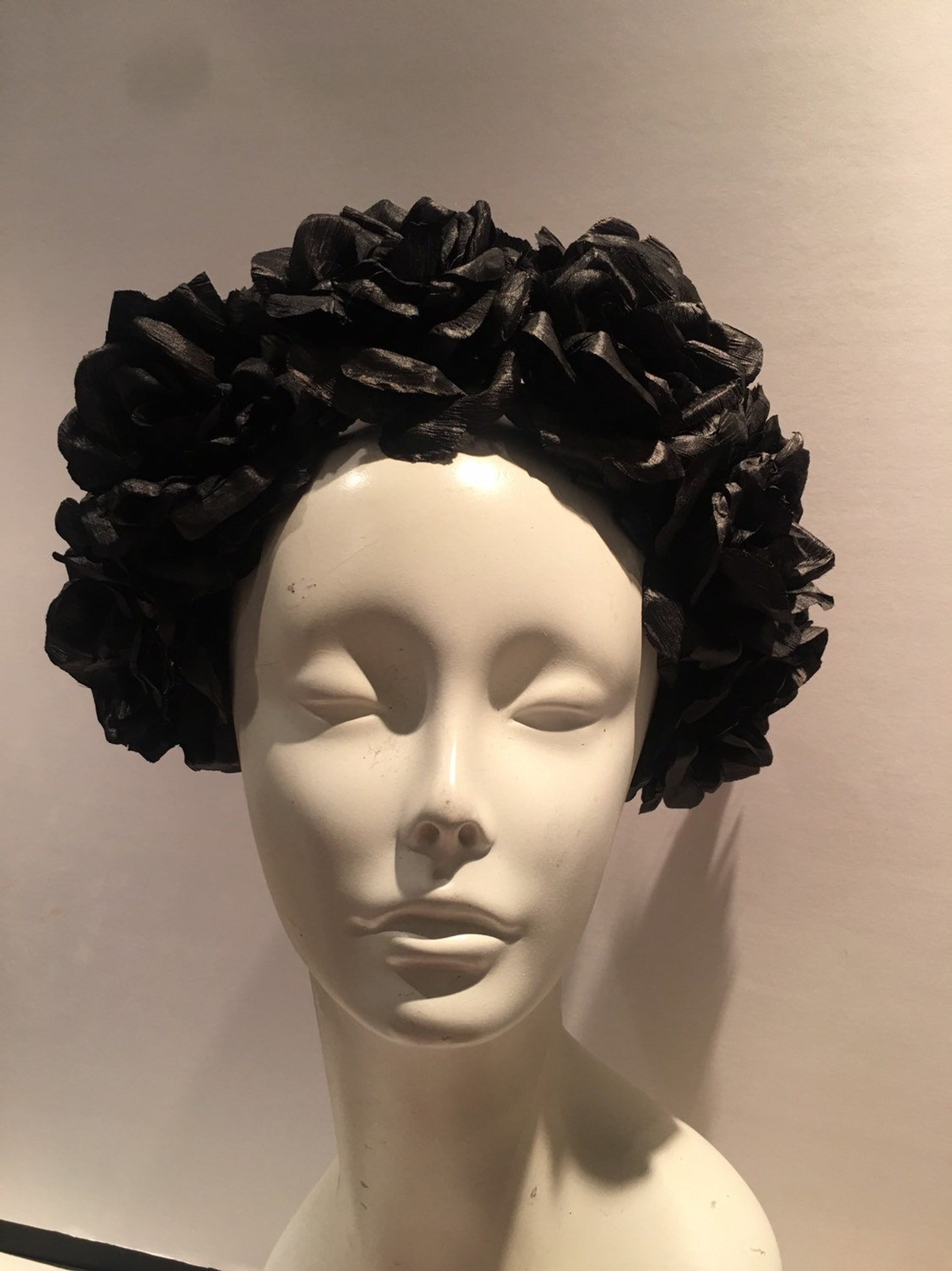 Black Rose Headband Flower Headpiece Etsy