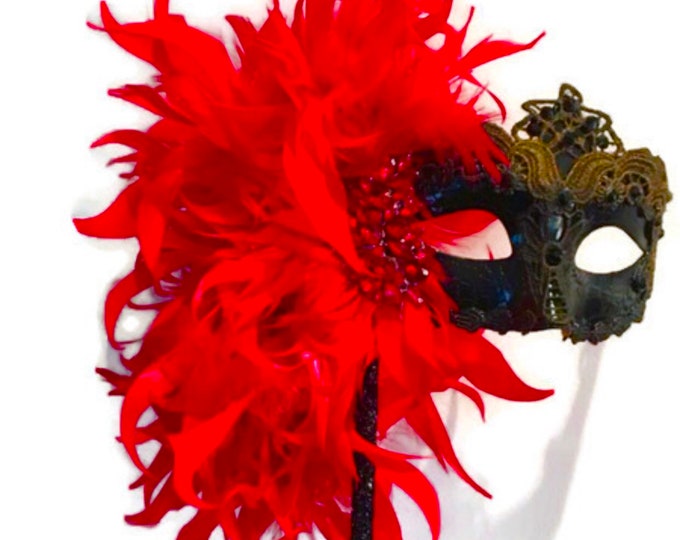 Red Masks - Mask on a stick -Venetian
