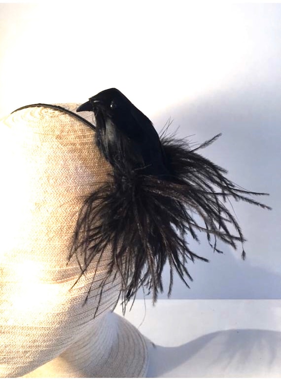 Black Fascinators- Crow- Raven Bird Headband- Bird Lover - Etsy display picture 1