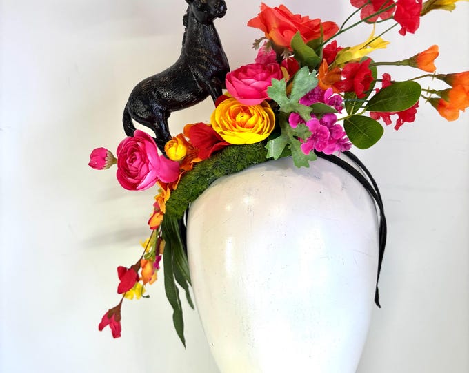 Fascinator for Derby - Horse headband- Floral fascinator- Polo Match- Horse lover