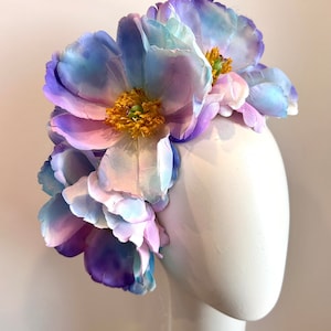 Blue purple Fascinator for women- Derby headpiece- Tea party- Easter