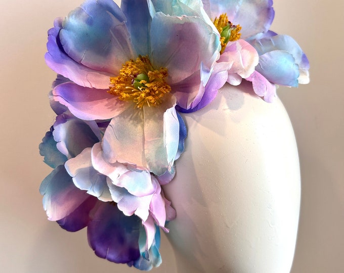 Blue purple Fascinator for women- Derby headpiece- Tea party- Easter