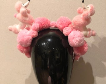 Poodle headpiece- Burner headpiece- Pink fascinator