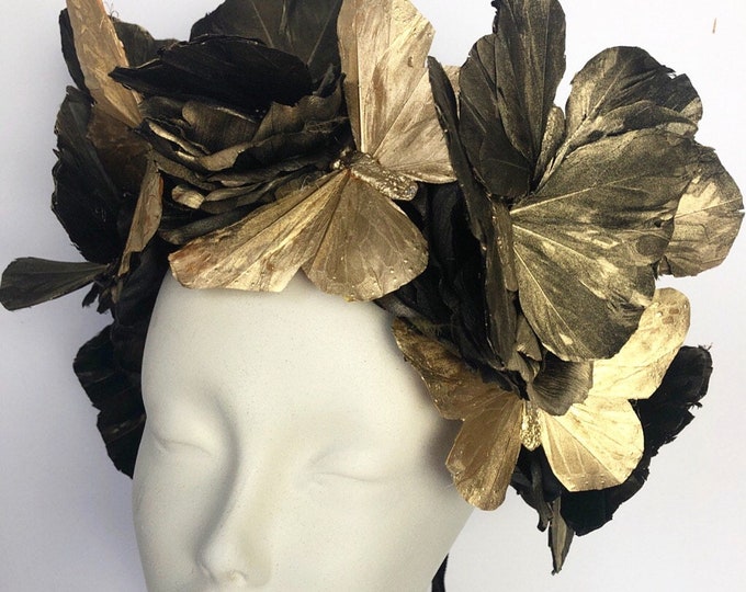 Butterfly Headbands- Black gold Fascinator