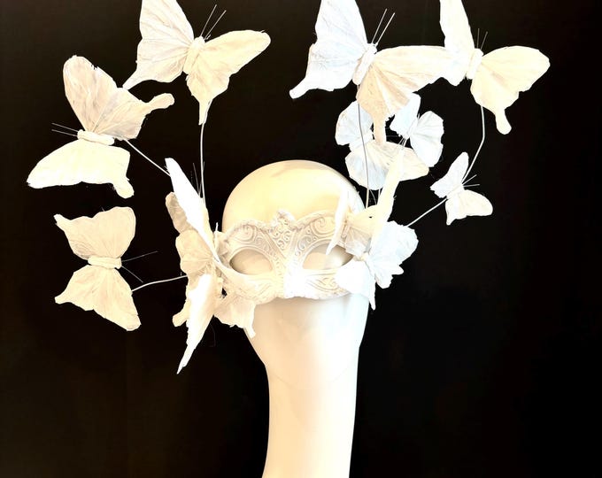 Butterfly masquerade mask- Black white ball- Mask
