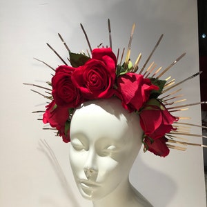 Red rose Headpiece- Flower Crown - Bridal- Derby