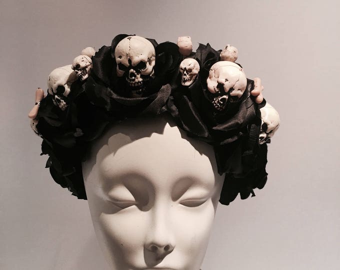 Skull Headband- Day of the Dead- Flower skull headpiece