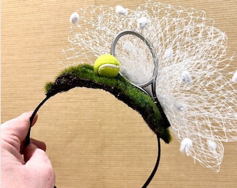 Tennis fascinator -Racket and Tennis ball Headband