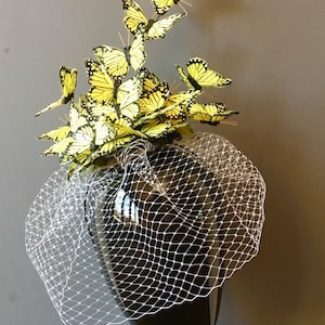 Yellow Fascinator- Butterfly Headpiece- Hat