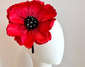 Poppy Fascinators -Red Kentucky derby- Red dress Party