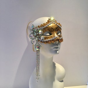 Gold Mask- Rhinestone Mask- Halloween Masquerade image 5