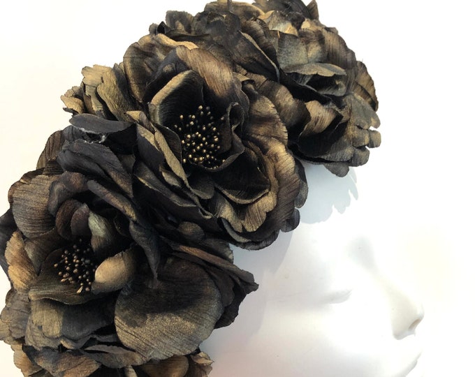 Black Rose headband- Day of the Dead- Flower Headpiece