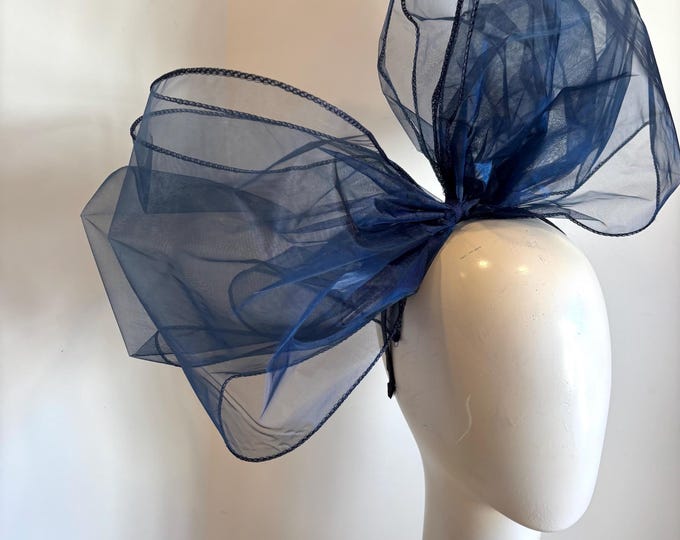 Large Bow Fascinators -Navy Derby Headband- Fashion