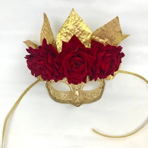 Red Rose Masquerade Mask- Mardi Gras Mask - Etsy