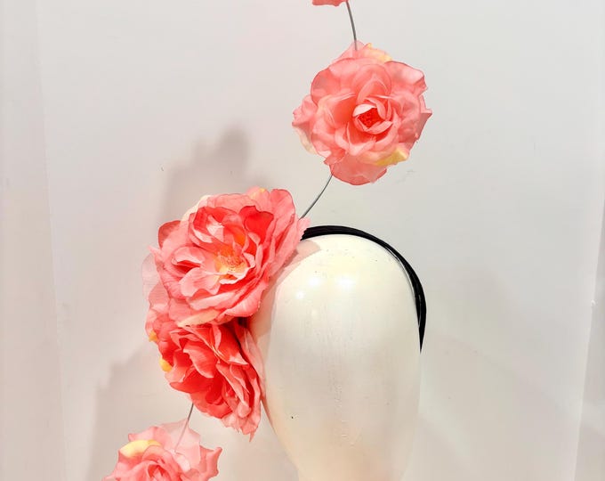 Pink Flower fascinator- Racing Fashion -Derby Hat - Luncheon Headpiece