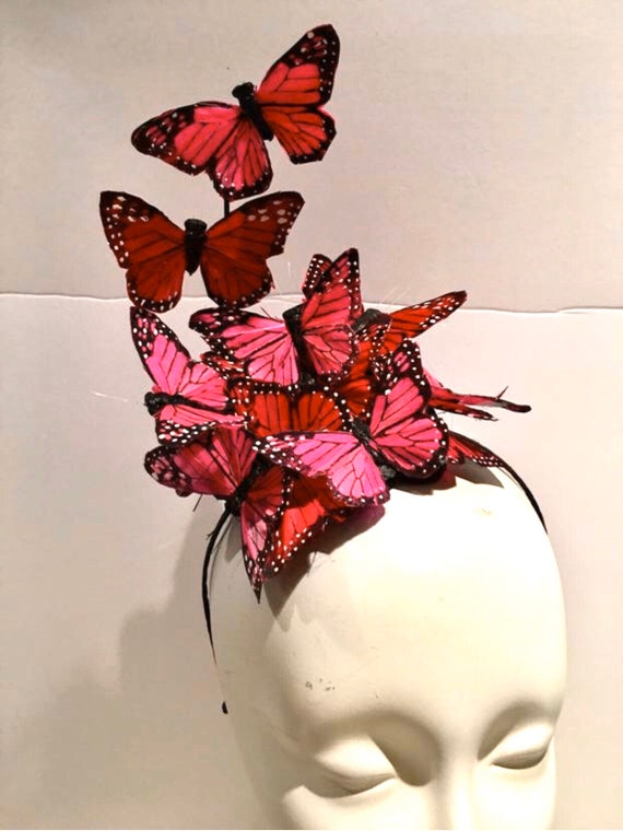 Pink Fascinator Butterfly Headdress 