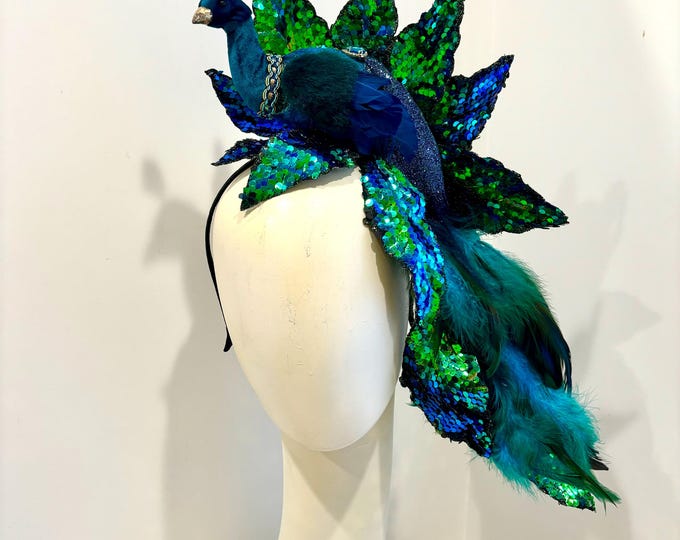 Peacock Fascinator- Derby- Hat lunch headpiece