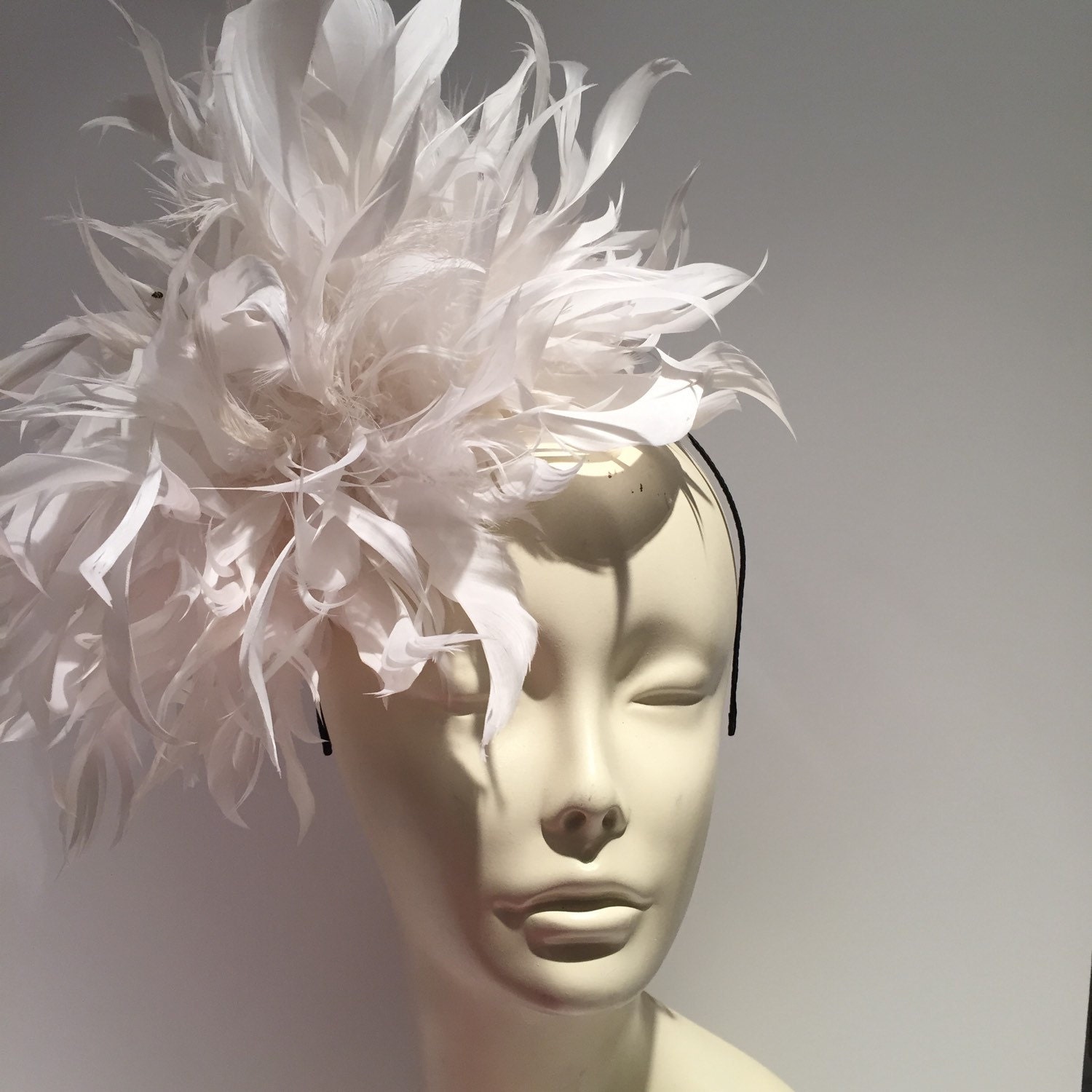 White Fascinator White Derby Hat Polo Fascinator Wedding