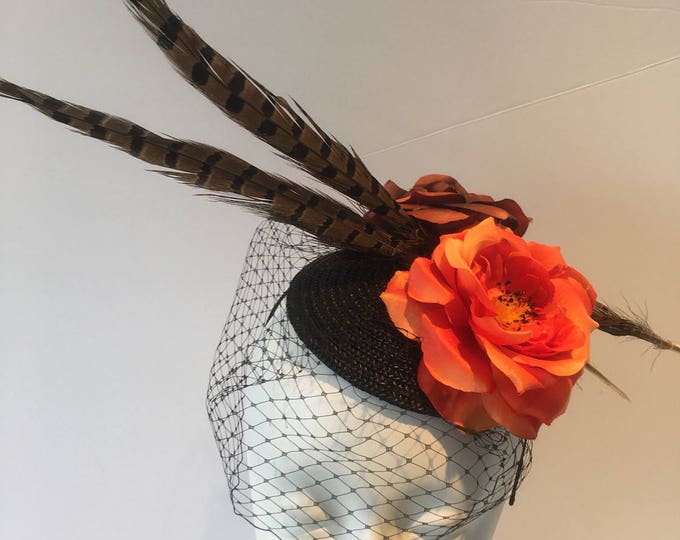 Brown Fascinator -Derby Day- Pheasant Hat headband