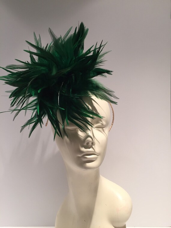 Green Fascinators Feather Headband Derby Fascinator | Etsy