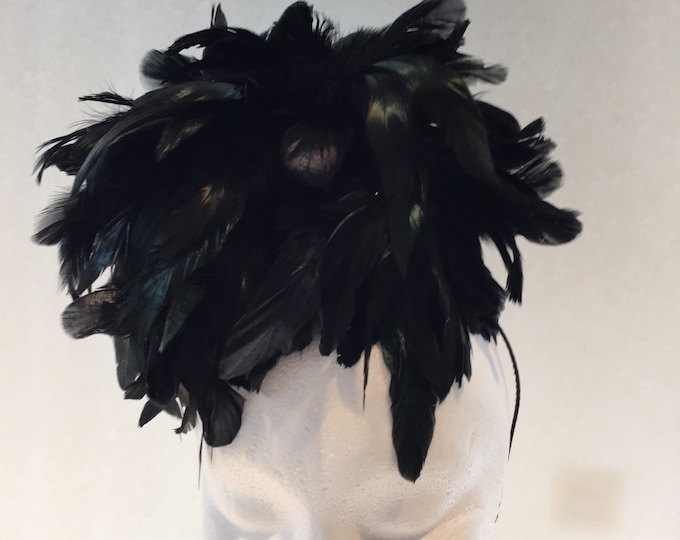Tea Party Fascinators -Black feather Hat- Derby