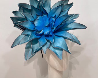 Turquoise Flower Fascinator -Derby Headband- Hat Lunch