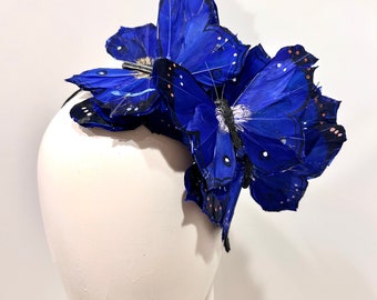 Blue Butterfly derby fascinator- Wedding