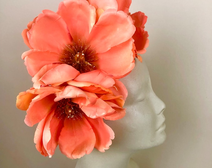 Coral Fascinator- Derby- Magnolia headband