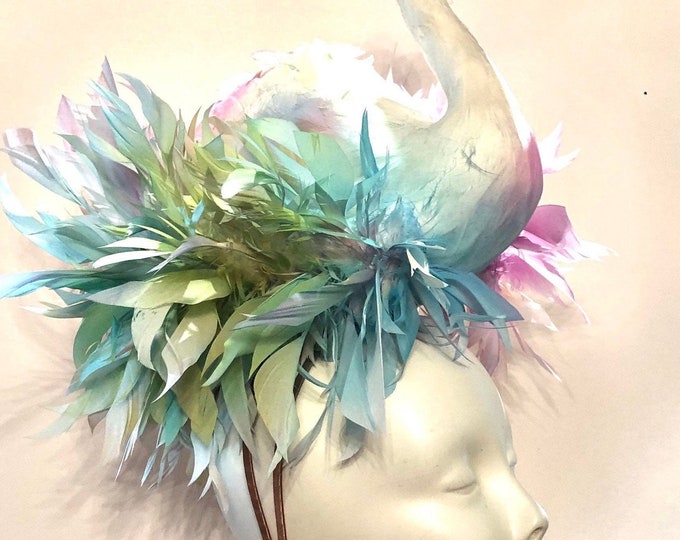 Multi color Fascinator - Swan Headband- Hat Winner Derby