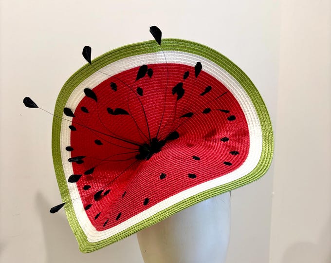Red Fascinator -Watermelon Hat- Festival