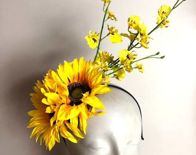 Sun Flower Fascinator -Derby Yellow hat