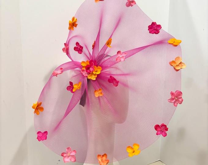 Pink Fascinator- Wedding- Flower headpiece- Derby- Tea party
