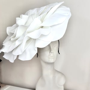 Large Rose White Fascinator -Derby- Diner en Blanc -Rose Headband