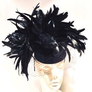 Black Fascinator- Derby -Bird Headband- Crow