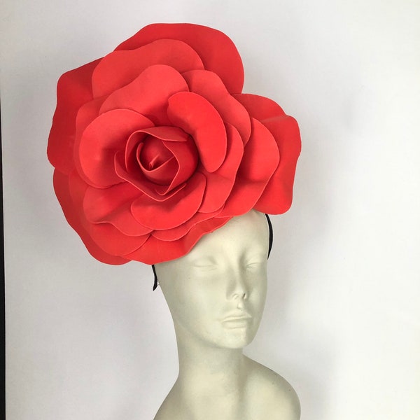 Large Rose Fascinators -Kentucky Derby- Red headpiece