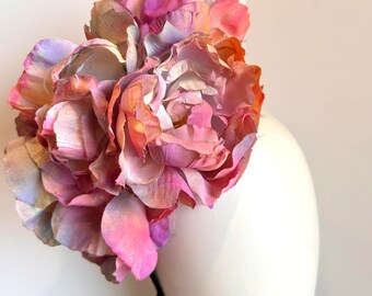 Multi color and pink Fascinator -Kentucky derby- Peony headband