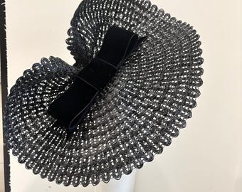 Black  Fascinator with Bow- Racing Hat- Ladies Hat