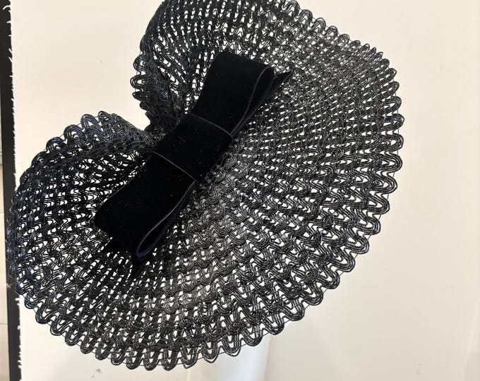 Black  Fascinator with Bow- Racing Hat- Ladies Hat