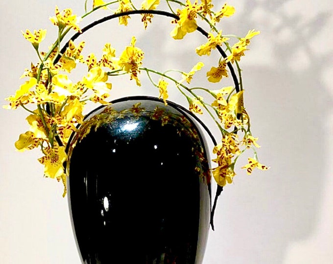 Yellow fascinator- Orchid headpiece