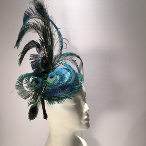 Peacock Fascinator- Navy Hat- Derby image 2